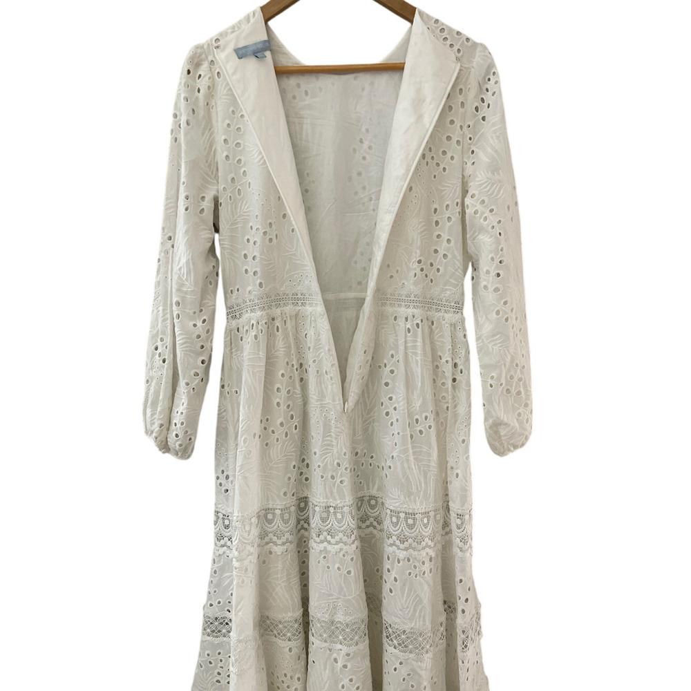 Antonio Melani Born On Fifth Adenorah Bright White Eyelet Maxi Dress Size 6 - Picture 5 of 12